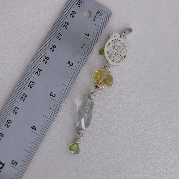 Sterling Silver Multi Gemstone Charm Pendant Garnet Aquamarine Peridot Boho 13g - Picture 6 of 6
